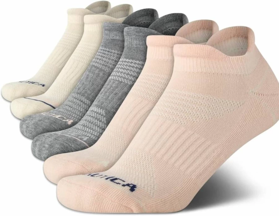 Nautica Women's Low Cut Athletic Socks 6-Pack - Anti-Blister Cushioned Ankle Socks with Arch Support for Women (Shoe Size 4-10)