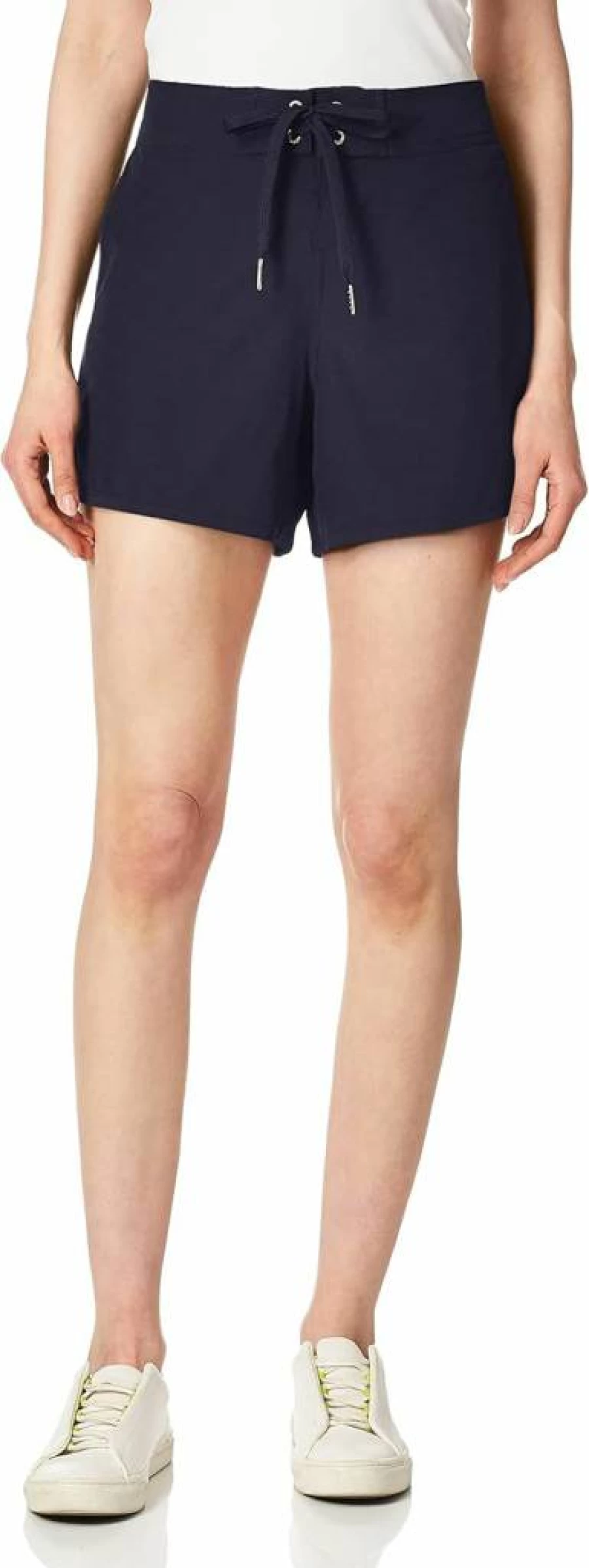 Nautica Women's Quick Dry Swim Shorts 4.5" Inseam Stretch Board Shorts with Adjustable Drawstring Waistband Solid Color Bathing Suit Bottom