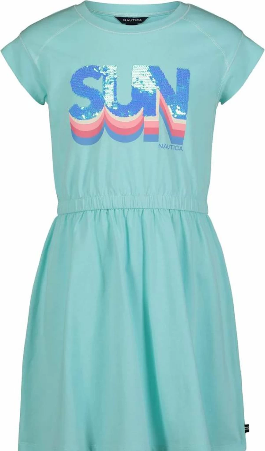 Nautica Girls' Fun Color Short Sleeve Tee Dress with Elastic Waist - Stylish & Comfortable Kids' Dresses