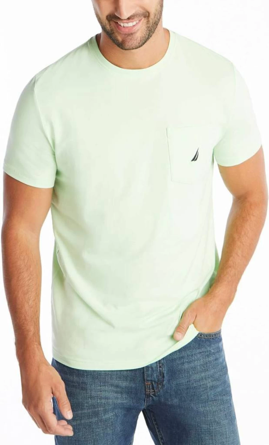 Nautica Men's Classic Solid Color Short-Sleeve Pocket Tee - Crew Neck Cotton T-Shirt
