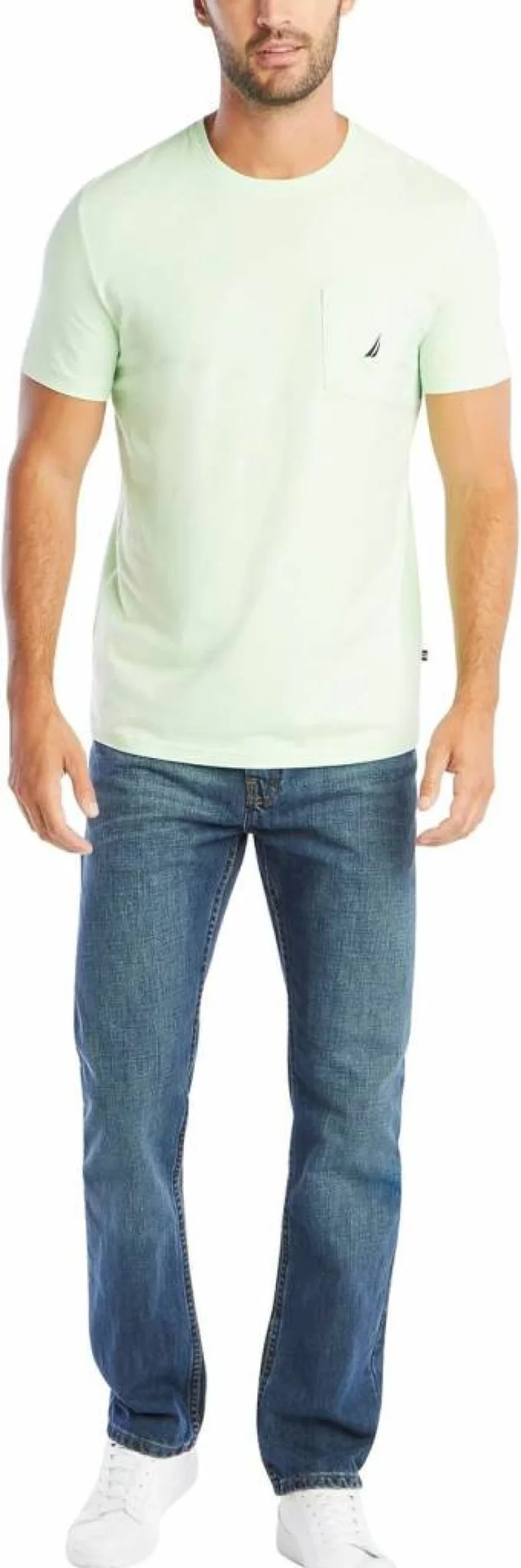 Nautica Men's Classic Solid Color Short-Sleeve Pocket Tee - Crew Neck Cotton T-Shirt