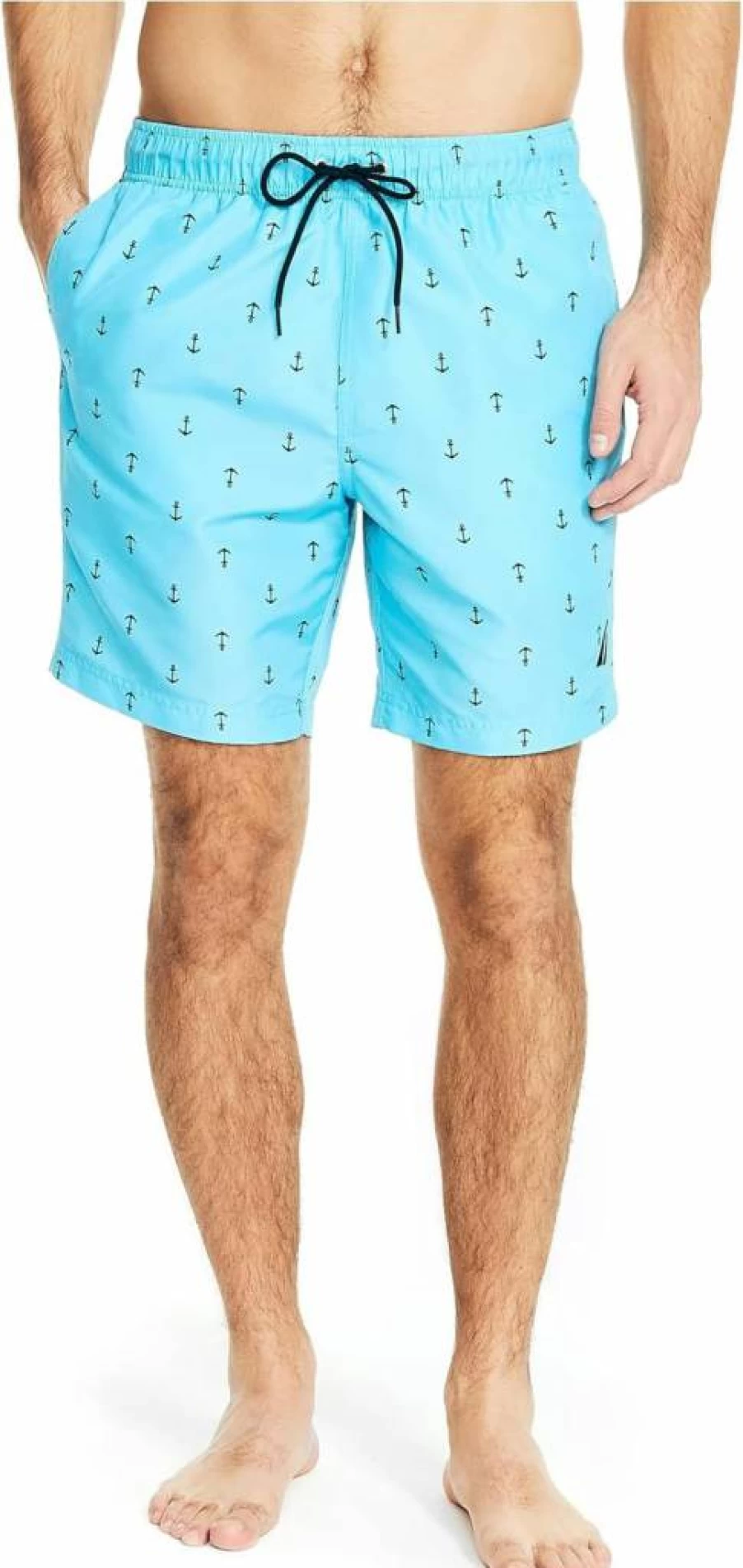 Nautica Men's 8" Quick-Dry Swim Trunks with Anchor Print - Lightweight Beach Shorts for Swimming