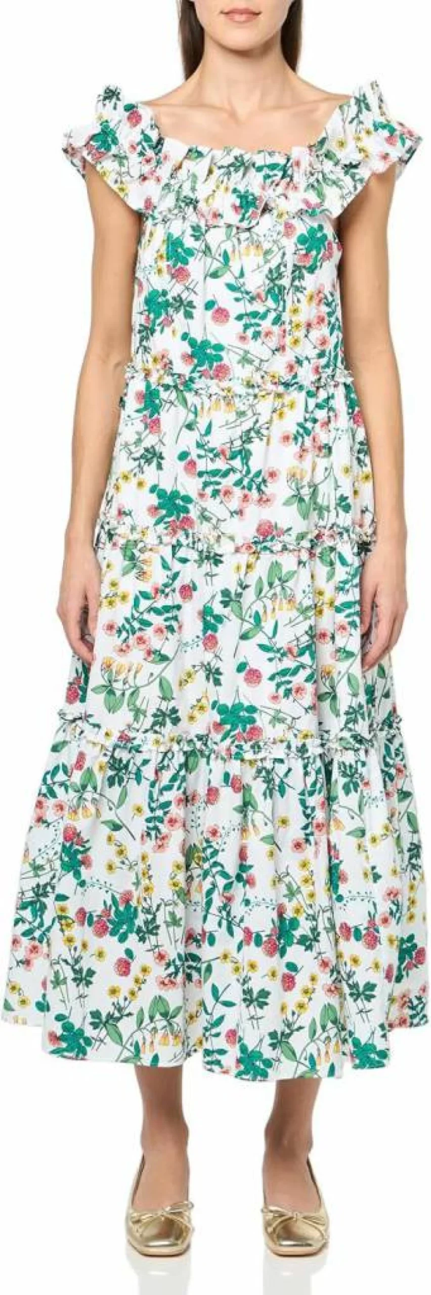 Nautica Women's Summer Midi Dress Short Sleeve Casual Shoulder Dress