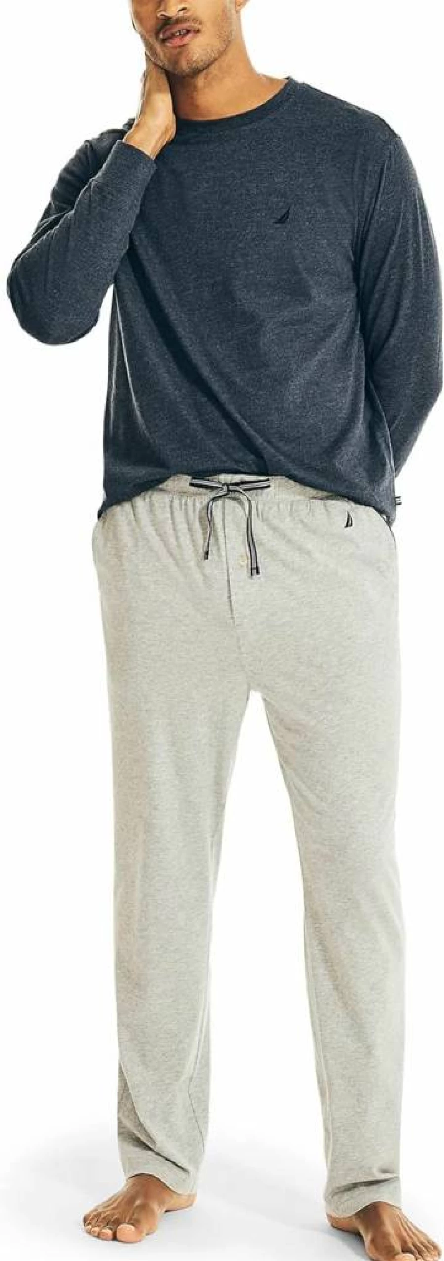 Nautica Men's J-Class Long Sleeve Sleep Shirt Comfortable Nightwear Top