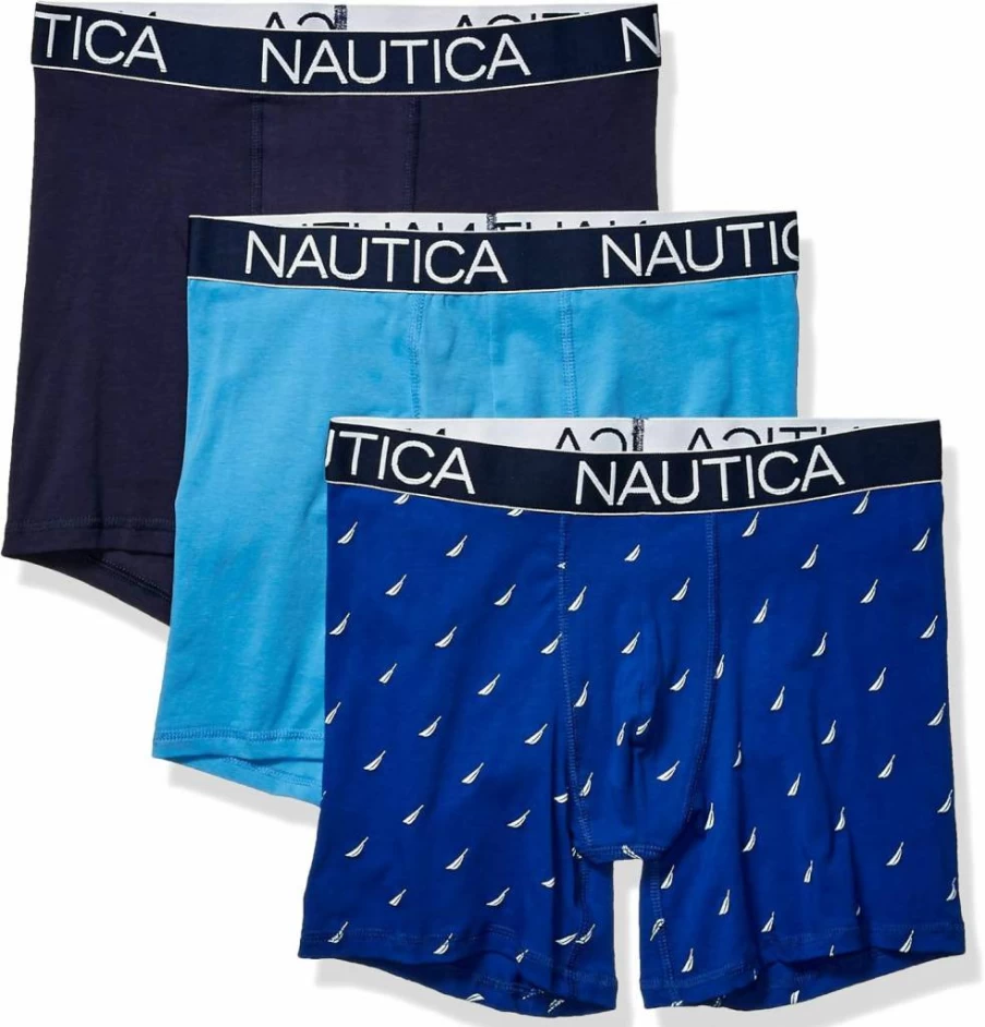 Nautica Men's 3-Pack Stretch Cotton Boxer Briefs - Soft Comfort Underwear