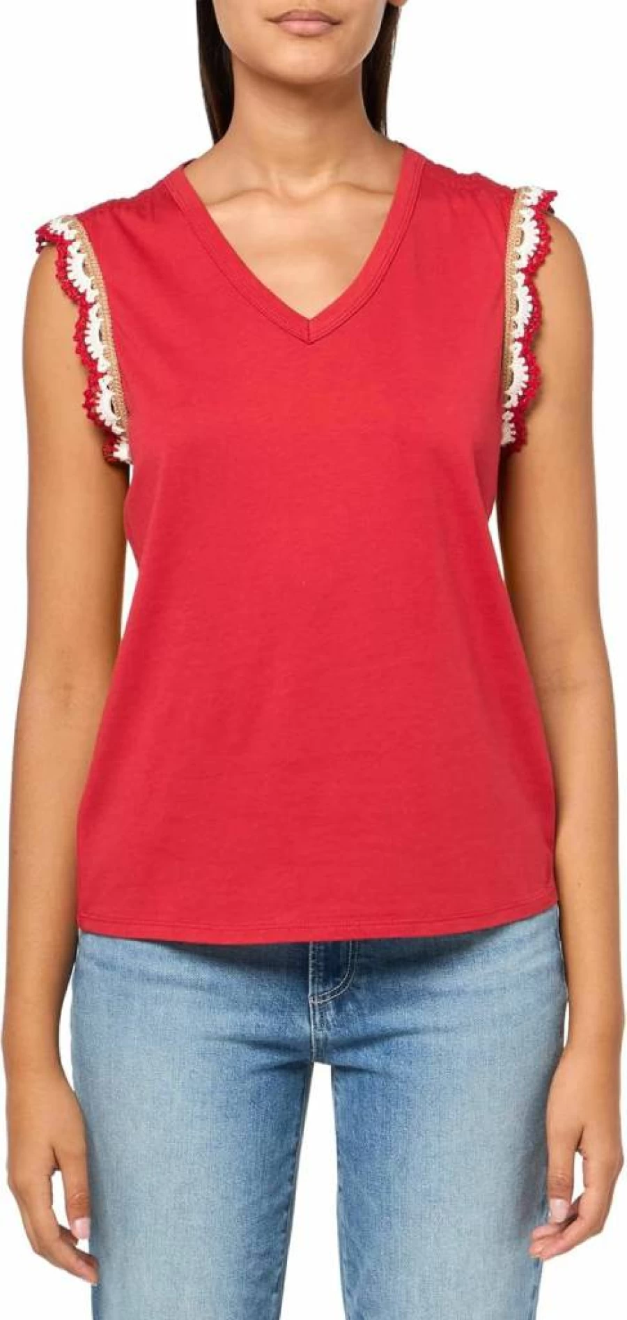 Nautica Women's Cotton V-Neck Sleeveless T-Shirt - Solid Color Casual Summer Top