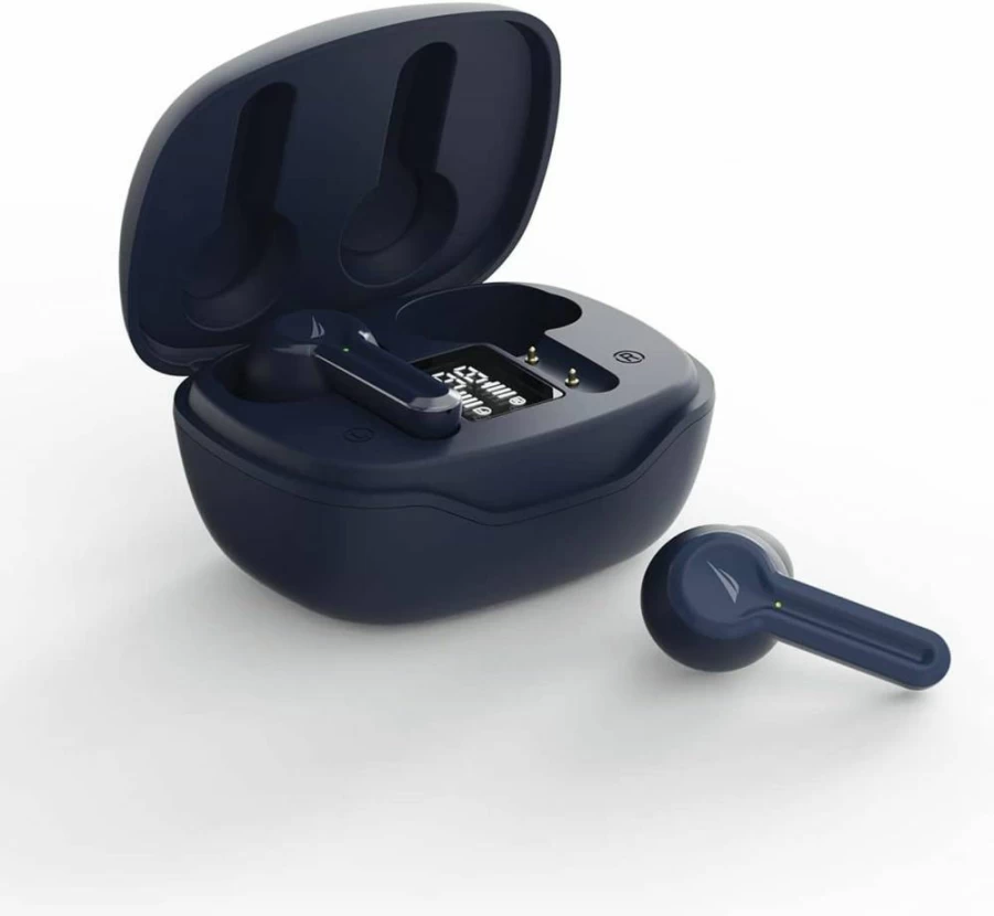 Nautica T400 True Wireless Earbuds Bluetooth 5.1, Touch Control in-Ear Headphones with Charging Case, Built-in Mic, Sweat-Proof Ergonomic Design, USB-C (Navy Blue)