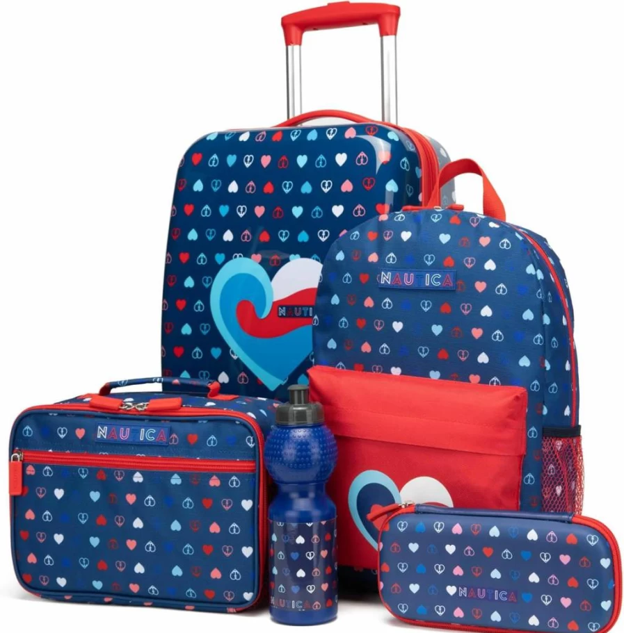 Nautica Kids 18" Hardside Carry-On Suitcase with Wheels - Airline Approved Pastel Shell Rolling Luggage for Children