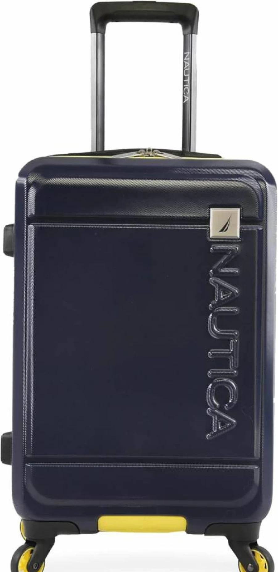 Nautica Roadie 3-Piece Hardside Luggage Set in Navy & Yellow – Durable Travel Suitcase Carry-On Spinner