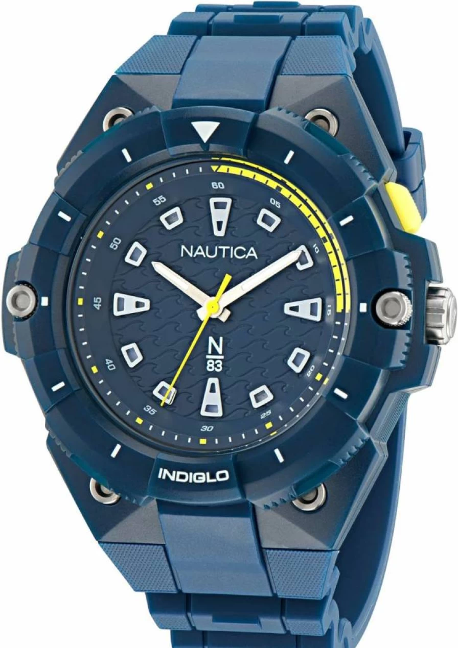 Nautica Men's Blue Biobased PU Strap Watch - Waterproof Casual Chronograph Timepiece for Men - Model NAPCNS401