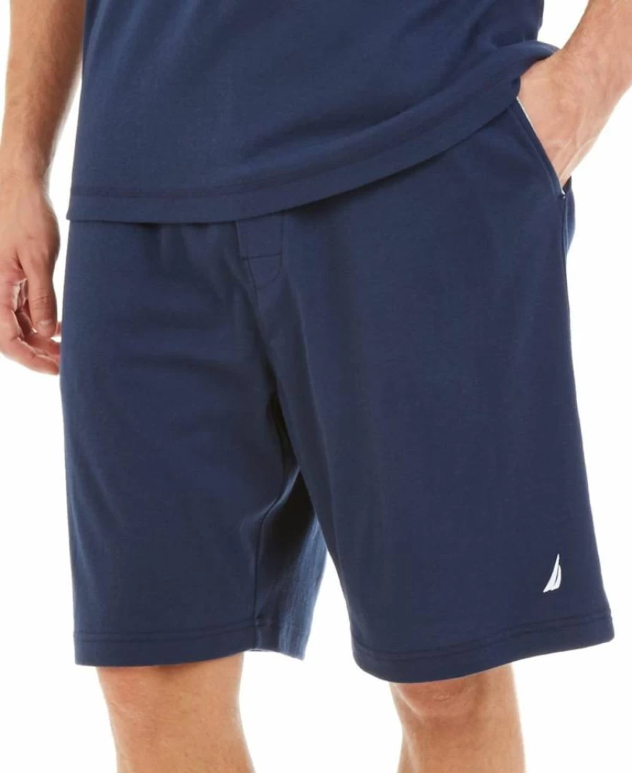 Nautica Men's Comfortable Soft Knit Elastic Waistband Lounge Sleep Shorts for Relaxation