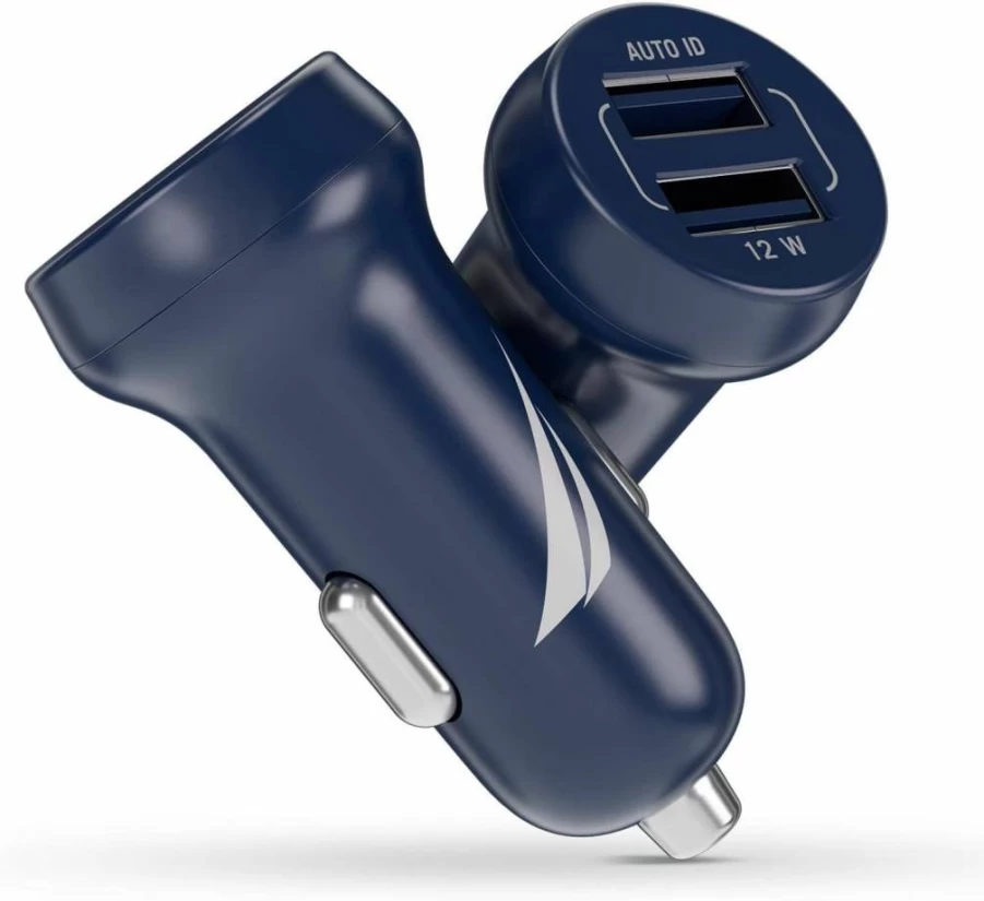 NAUTICA 12W Dual USB-A Car Charger Fast Charging Compatible with iPhone Android Tablets Power Banks White