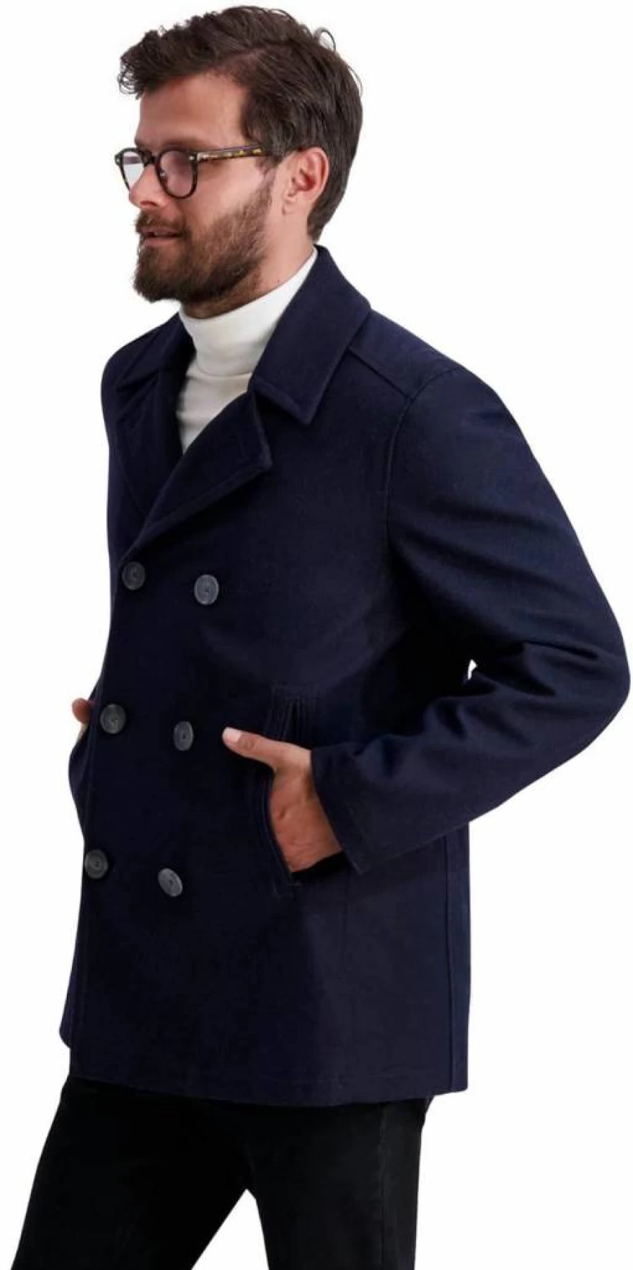 Nautica Men's Wool Blend Double Breasted Peacoat - Winter Warm Overcoat for Men
