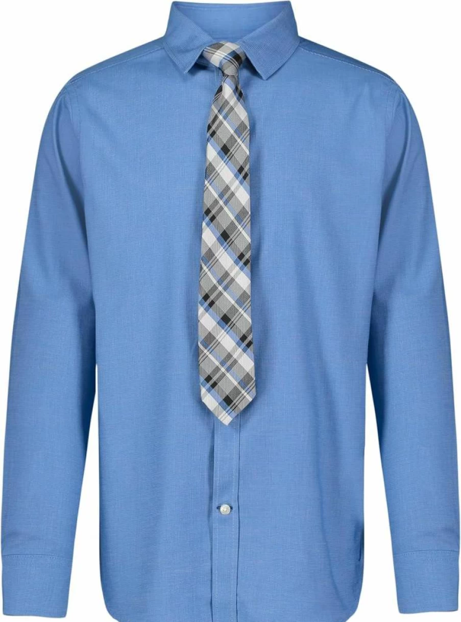 Nautica Boys' Formal Long Sleeve Dress Shirt with Collar and Included Tie