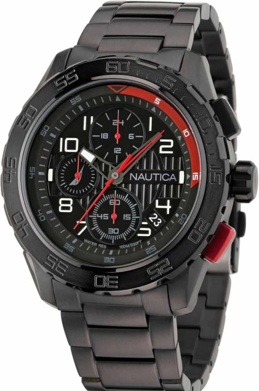 Nautica Men's NAPNSS305 NST 101 IP Black Stainless Steel Bracelet Watch with Recycled Materials