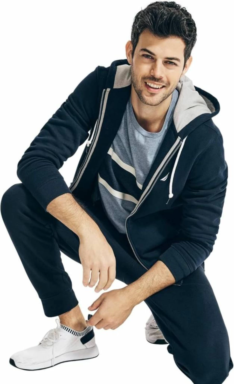 Nautica Men's Fleece Full-Zip Hoodie with Anchor Design - Comfortable Casual Pullover Jacket