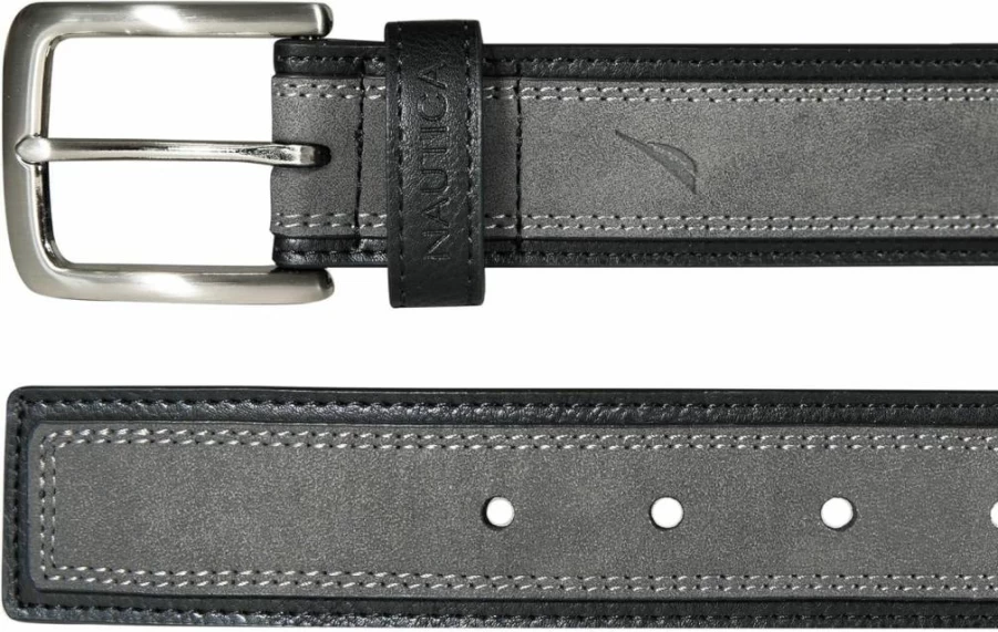 Nautica Men's Genuine Leather Dress Belt with Polished Metal Buckle – Classic Stylish Accessory