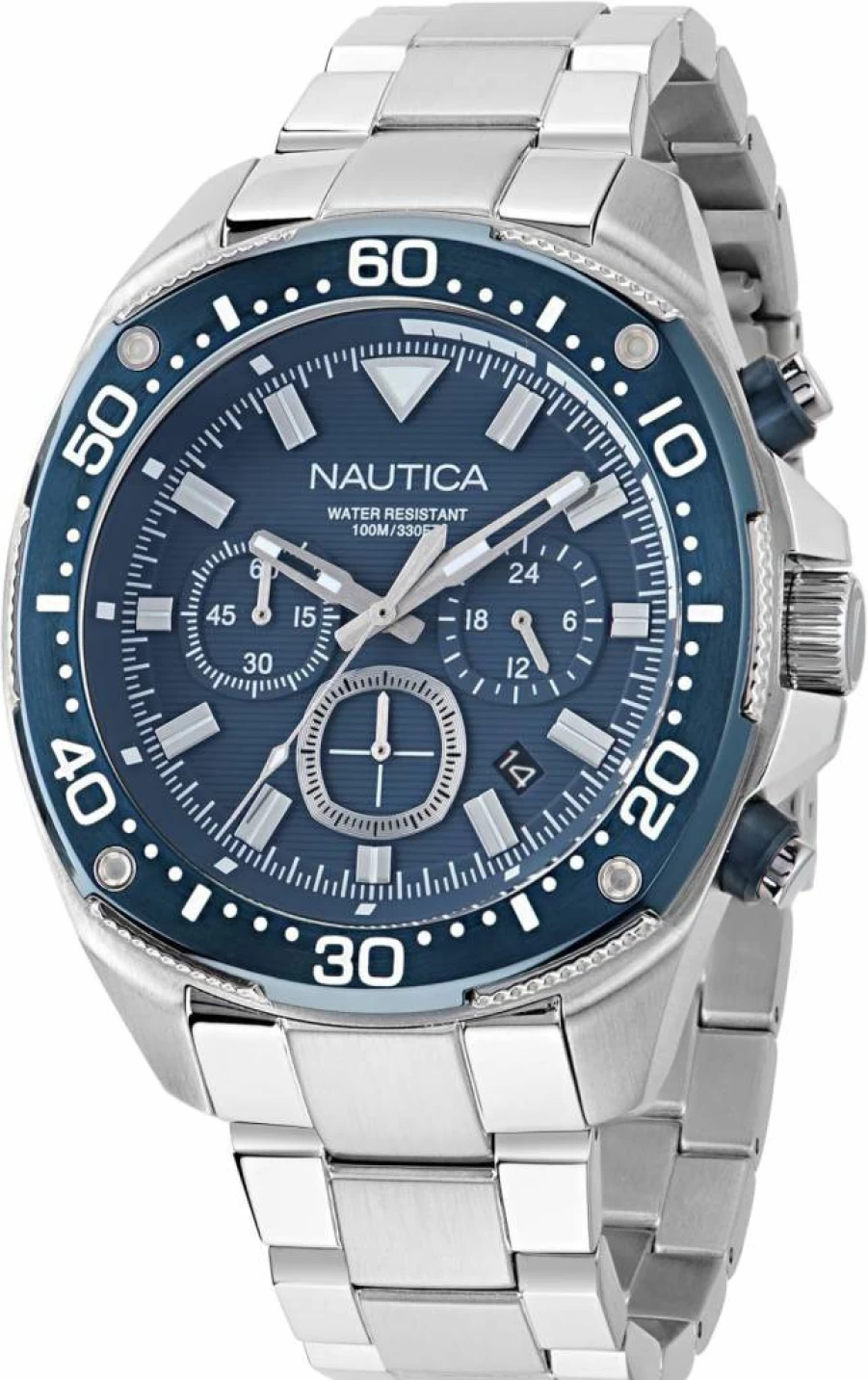 Nautica NCT Blue Sail Stainless Steel Men's Bracelet Watch - Waterproof Casual Fashion Timepiece