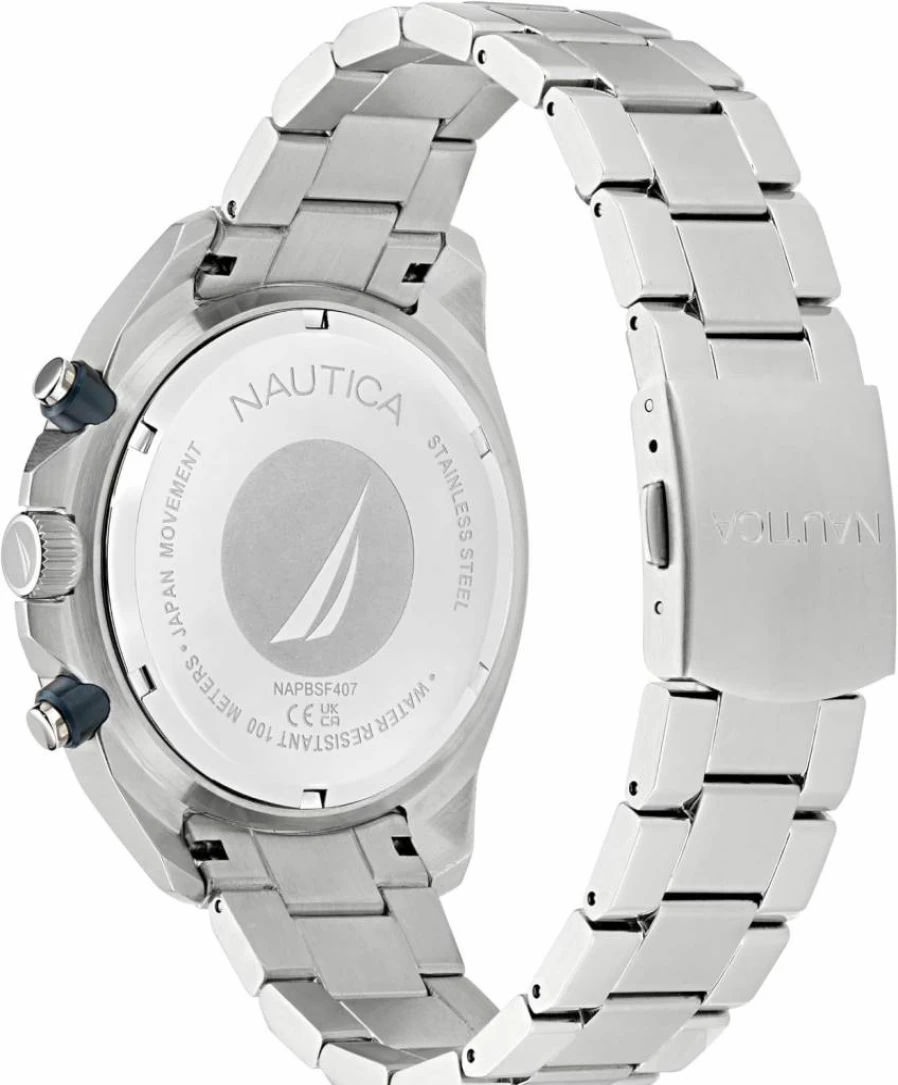 Nautica NCT Blue Sail Stainless Steel Men's Bracelet Watch - Waterproof Casual Fashion Timepiece