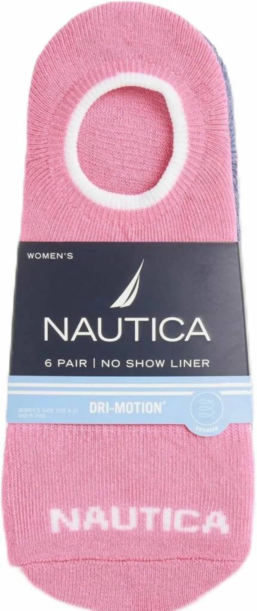 Nautica Women's No-Show Athletic Socks 6-Pack with Stretch Comfort & Non-Slip Grip for Sports & Casual Wear