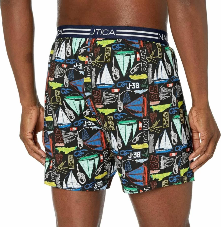 Nautica Men's Classic Cotton Boxer Briefs - Soft Loose Fit Knit Underwear for Comfort