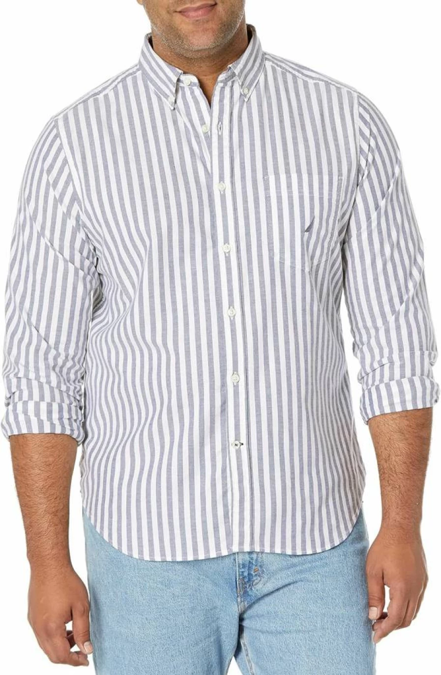 Nautica Men's Classic Fit Stretch Solid Long Sleeve Button-Down Shirt for Casual & Business Wear