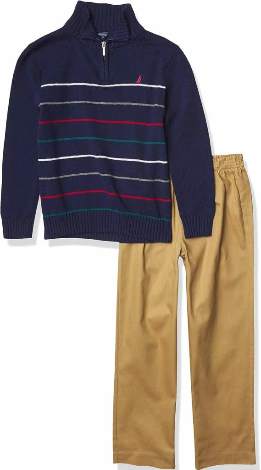 Nautica Boys' 2-Piece Winter Outfit: Quarter Zip Pullover Sweater & Pants Set