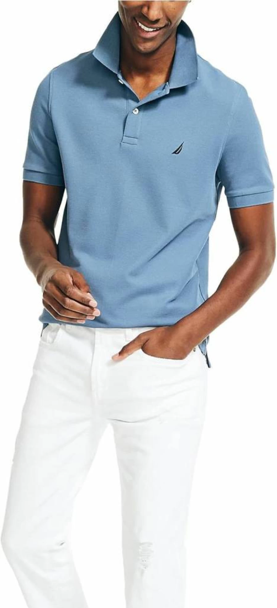 Nautica Men's Classic Fit Performance Deck Polo Shirt – Sustainable Cotton, Breathable & Comfortable