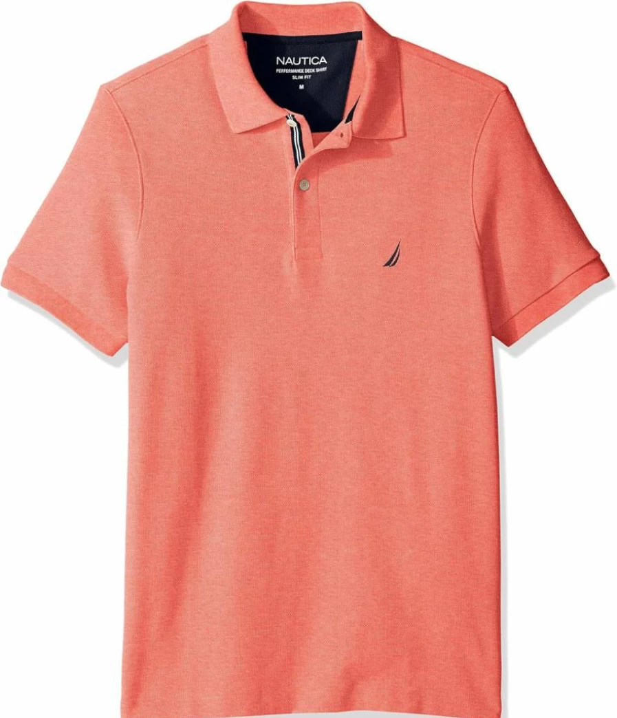 Nautica Men's Slim Fit Solid Polo Shirt - Classic Short Sleeve Casual Top for Men