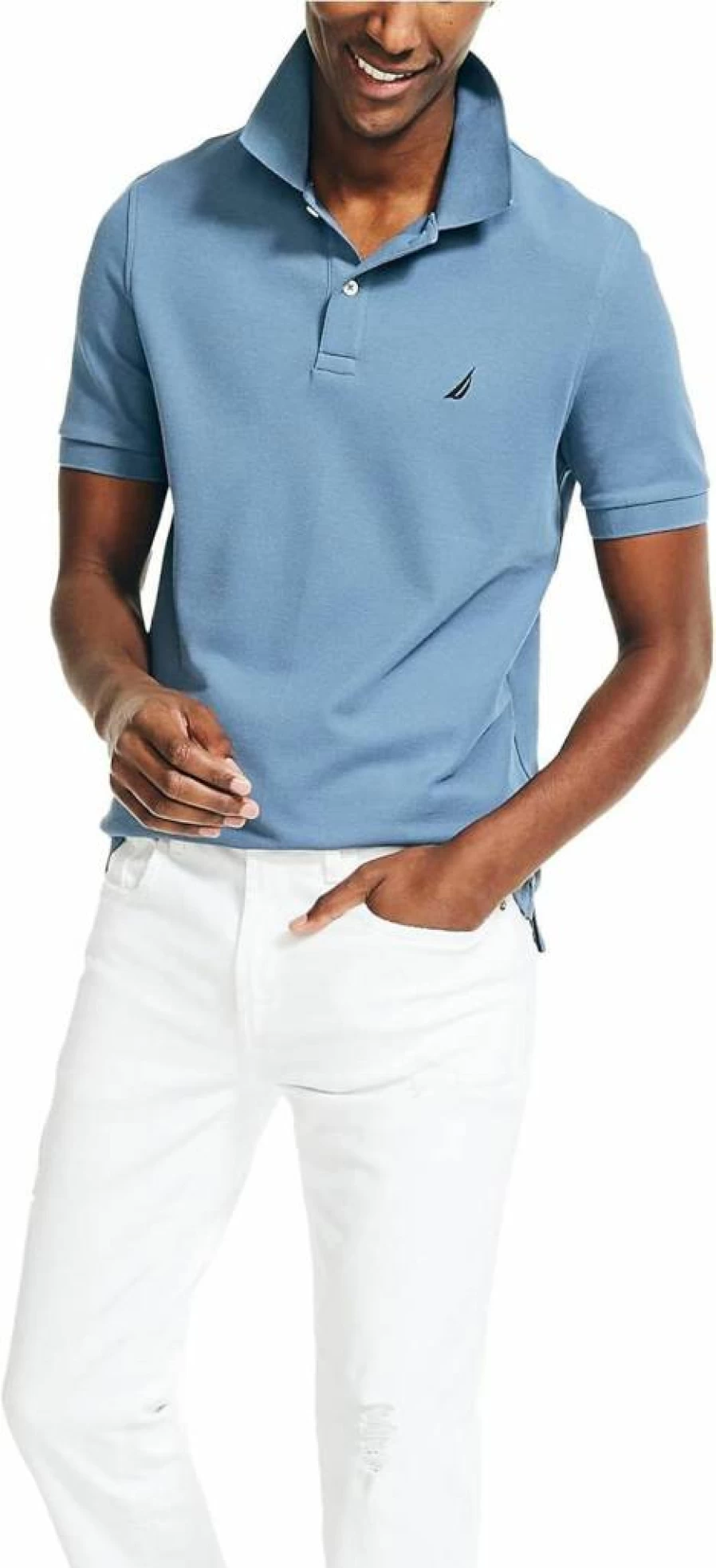Nautica Men's Sustainable Classic Fit Performance Deck Polo Shirt – Eco-Friendly Casual Wear