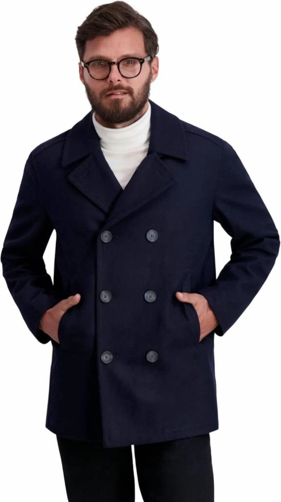 Nautica Men's Wool Blend Double Breasted Peacoat - Winter Warm Overcoat for Men