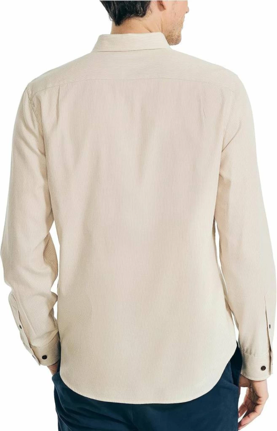 Nautica Men's Classic Striped Casual Shirt - Slim Fit Long Sleeve Button Down Top for Men