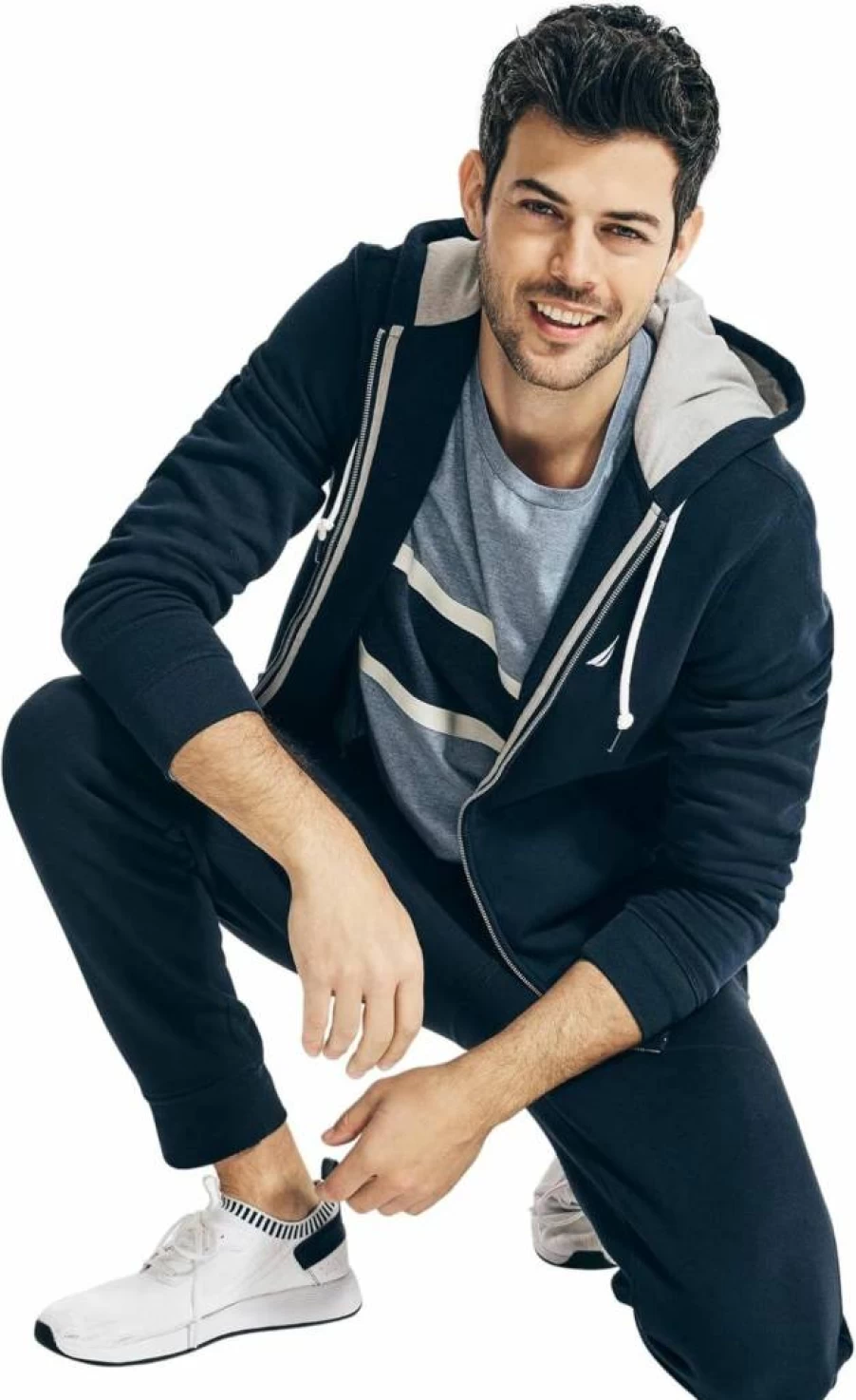 Nautica Men's Fleece Full-Zip Hoodie with Anchor Design - Comfortable Pullover Sweatshirt for Casual Wear