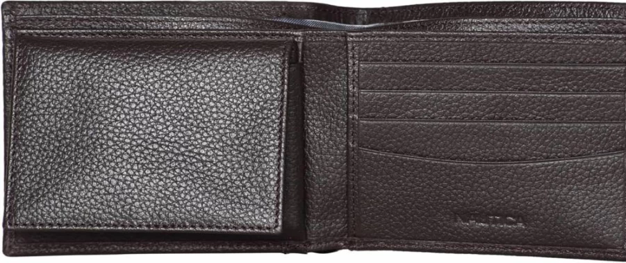 Nautica Men's RFID Blocking Bifold Leather Wallet with ID Window & Multiple Card Slots – Durable & Stylish Design