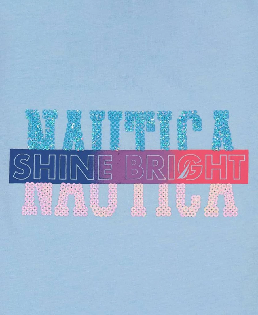 Nautica Girls' Flip Sequin Short Sleeve Cotton T-Shirt - Tagless Comfort Tee for Kids