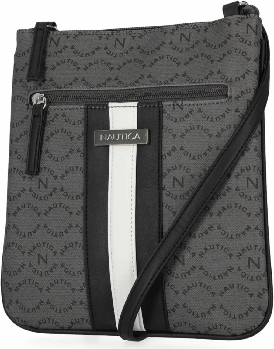 Nautica Signature Jacquard Crossbody Bag - Lakeside North South Design for Men & Women