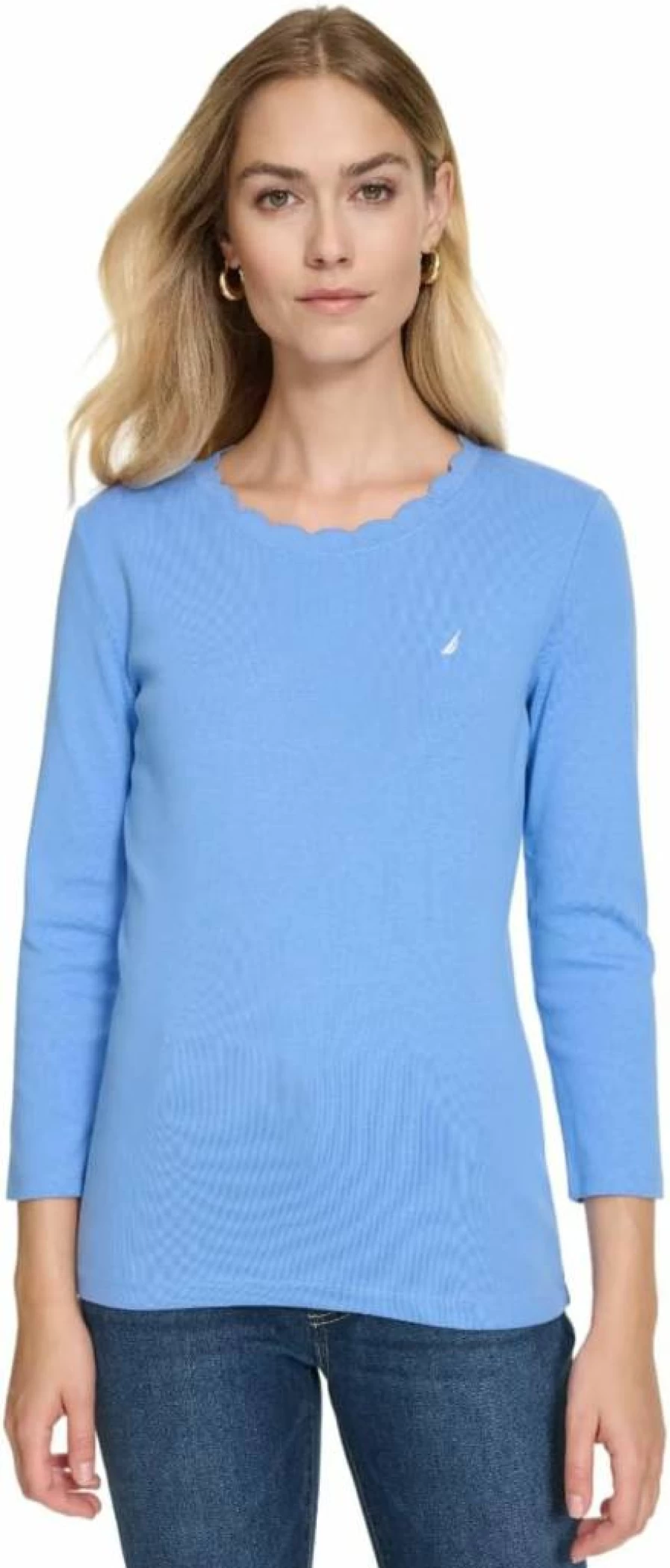 Nautica Women's Classic Solid Color Short Sleeve Crew Neck T-Shirt | Comfortable Casual Top