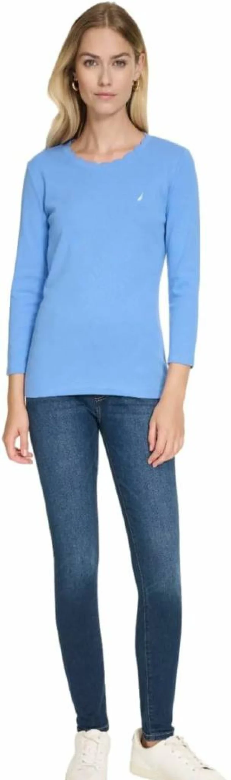 Nautica Women's Classic Solid Color Short Sleeve Crew Neck T-Shirt | Comfortable Casual Top