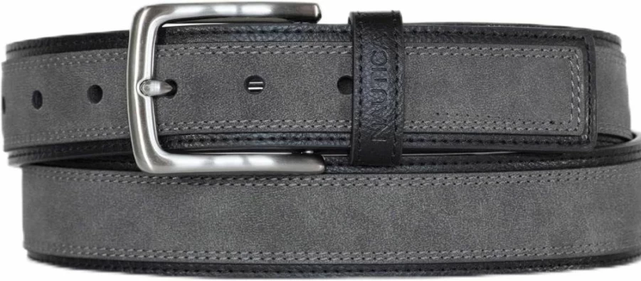 Nautica Men's Genuine Leather Dress Belt with Polished Metal Buckle – Stylish & Durable Fashion Accessory