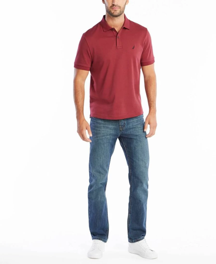 Nautica Men's Soft Cotton Classic Fit Solid Color Short Sleeve Polo Shirt
