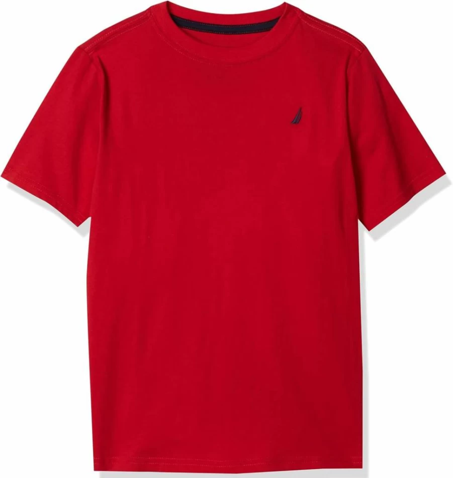 Nautica Boys' Soft Cotton Short Sleeve T-Shirt - Comfortable Crew Neck Tee for Kids, Relaxed Fit Casual Top