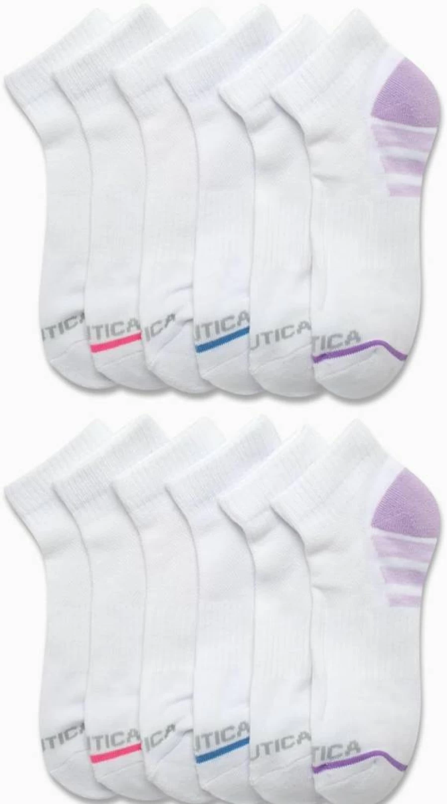 Nautica Women's Moisture-Wicking Athletic Socks 12-Pack - Cushioned Comfort Crew Socks for Running & Sports