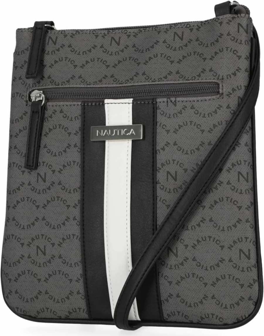 Nautica Signature Jacquard Crossbody Bag - Lakeside North South Design for Men & Women