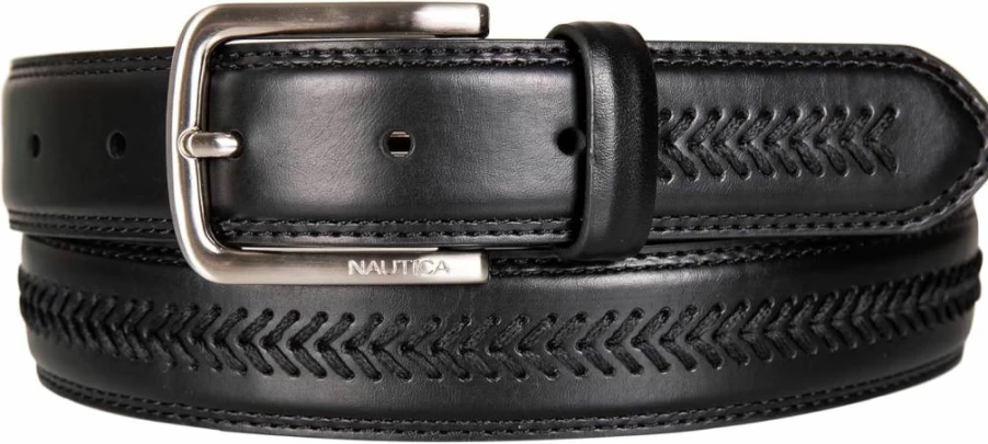 Nautica Men's Classic Adjustable Leather Dress Belt for Suits & Pants with Metal Buckle | Business Casual Fashion Accessory