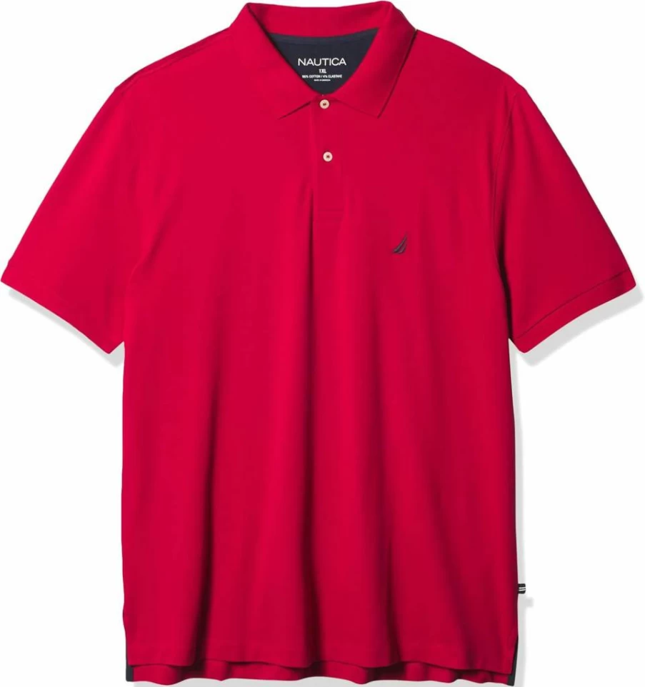 Nautica Men's Big & Tall Stretch Polo Shirt - Comfortable Pique Fabric for Casual Wear