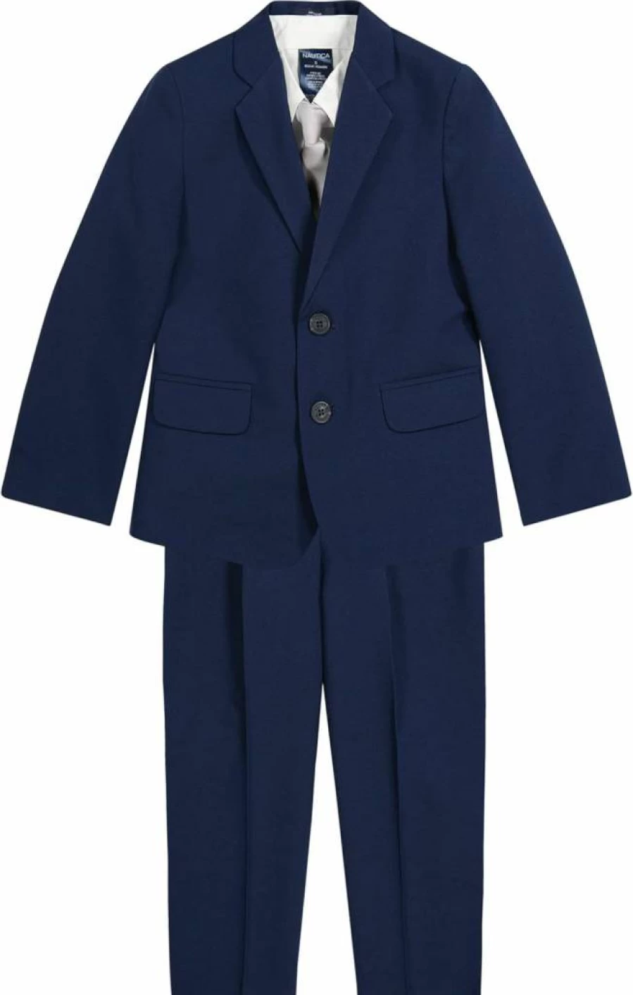 Nautica Boys' Formal 4-Piece Tuxedo Set - Classic Jacket, Dress Pants, White Shirt & Bow Tie for Special Occasions