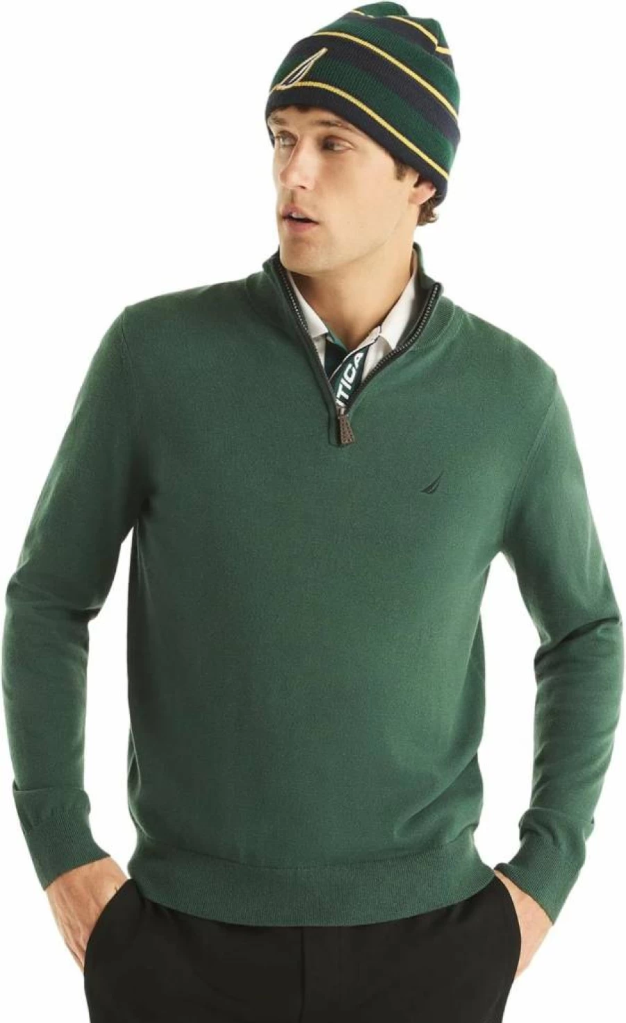 Nautica Men's NavTech Performance Quarter-Zip Sweater - Lightweight Athletic Pullover for Active Lifestyle