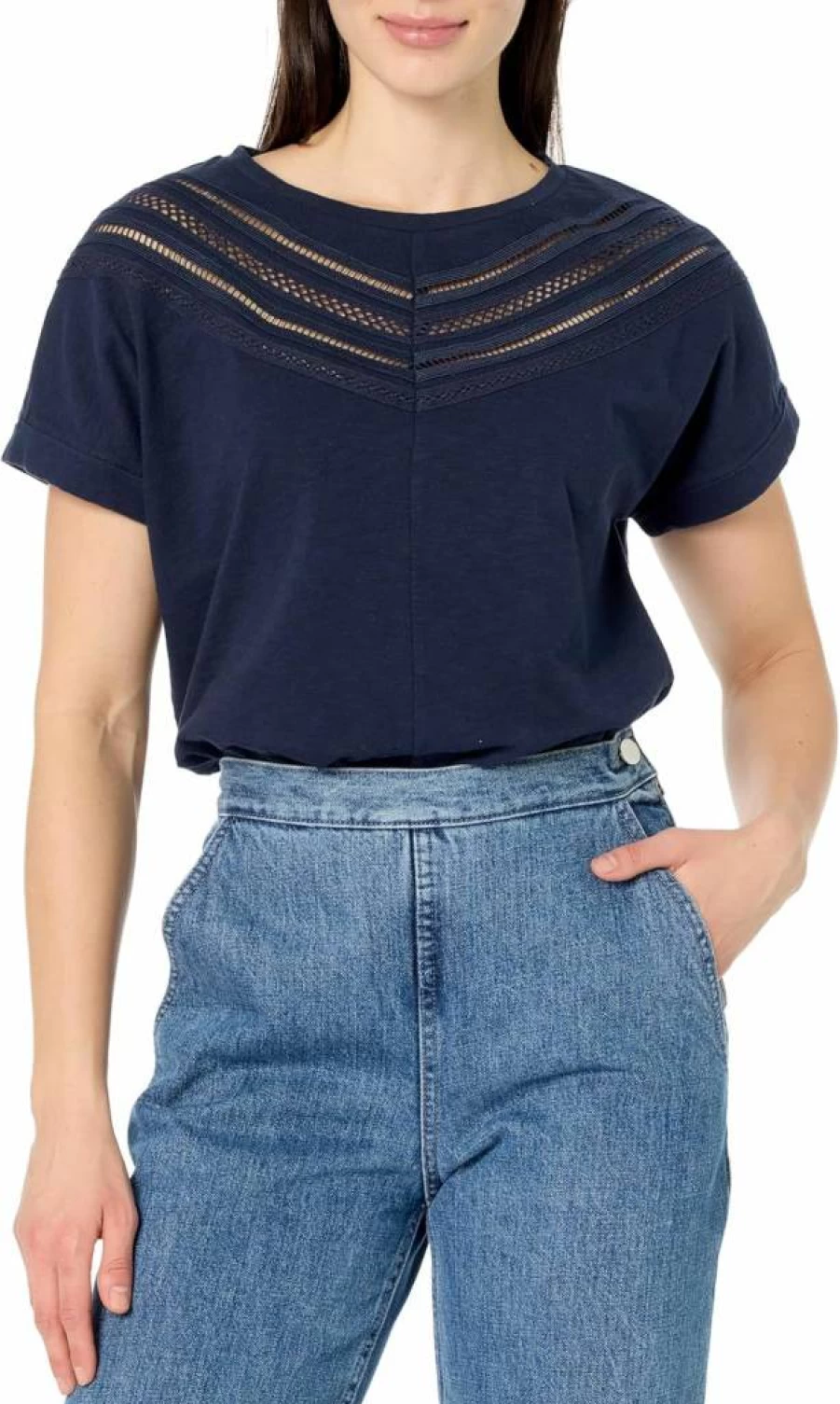 Nautica Women's Short Sleeve Chevron Knit Shirt - Casual Comfort Top for Women