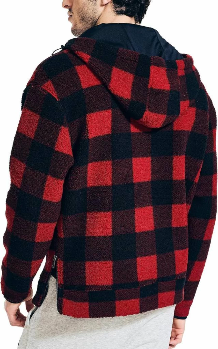 Nautica Men's Quarter-Zip Fleece Hoodie with Printed Design - Winter Pullover Jacket