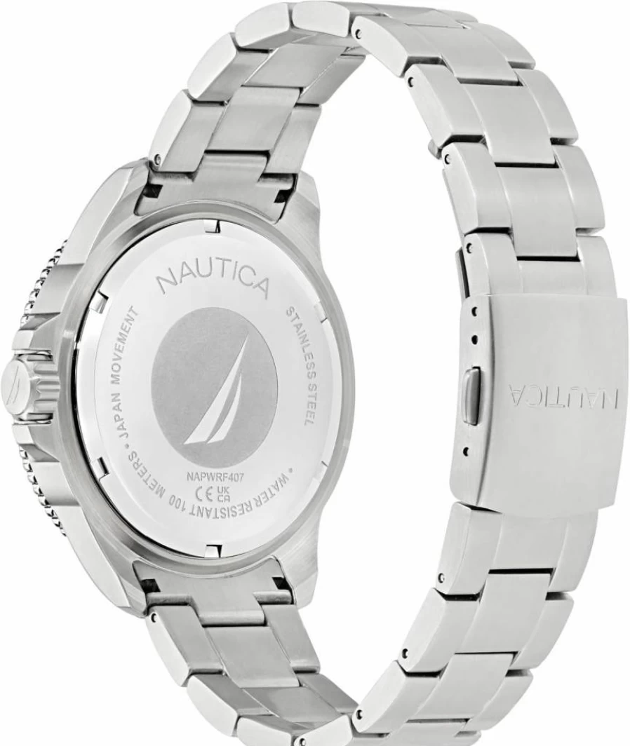Nautica Windrose Stainless Steel Bracelet Watch for Men - Waterproof Casual Style with Date Function